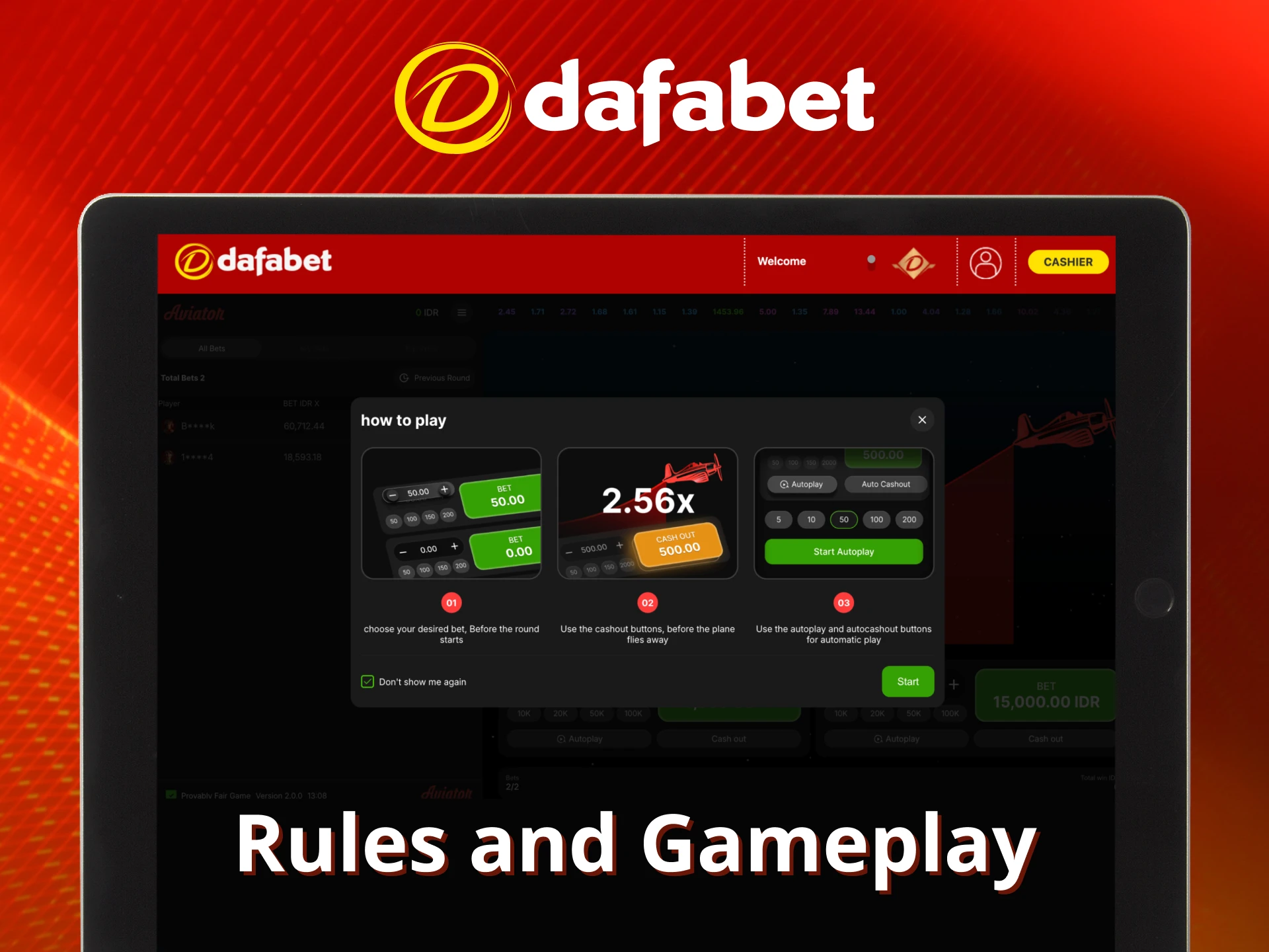 Learn Aviator rules at Dafabet.