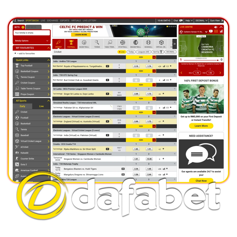 Experience nonstop cricket excitement at Dafabet.