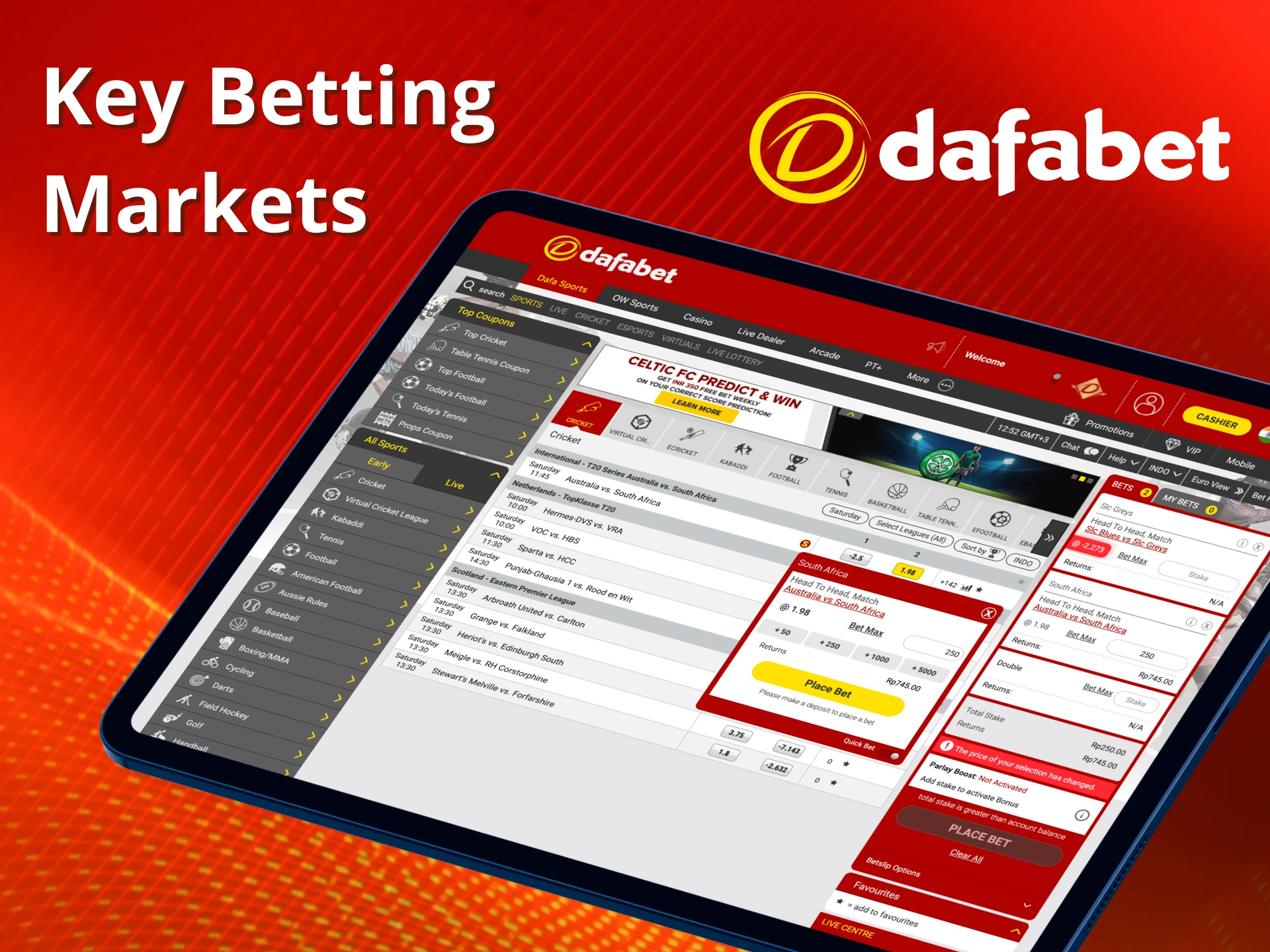 Explore key football betting markets at Dafabet.