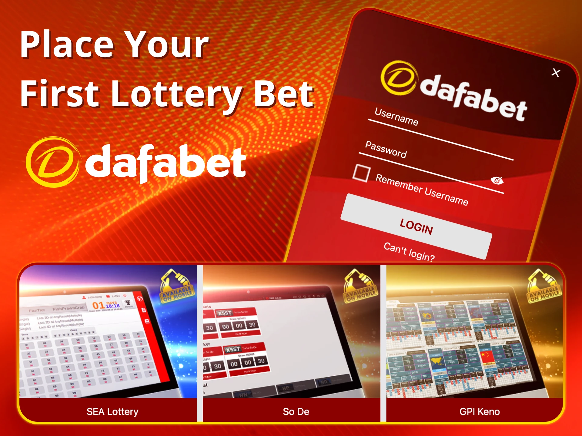 Place your first lottery bet at Dafabet.